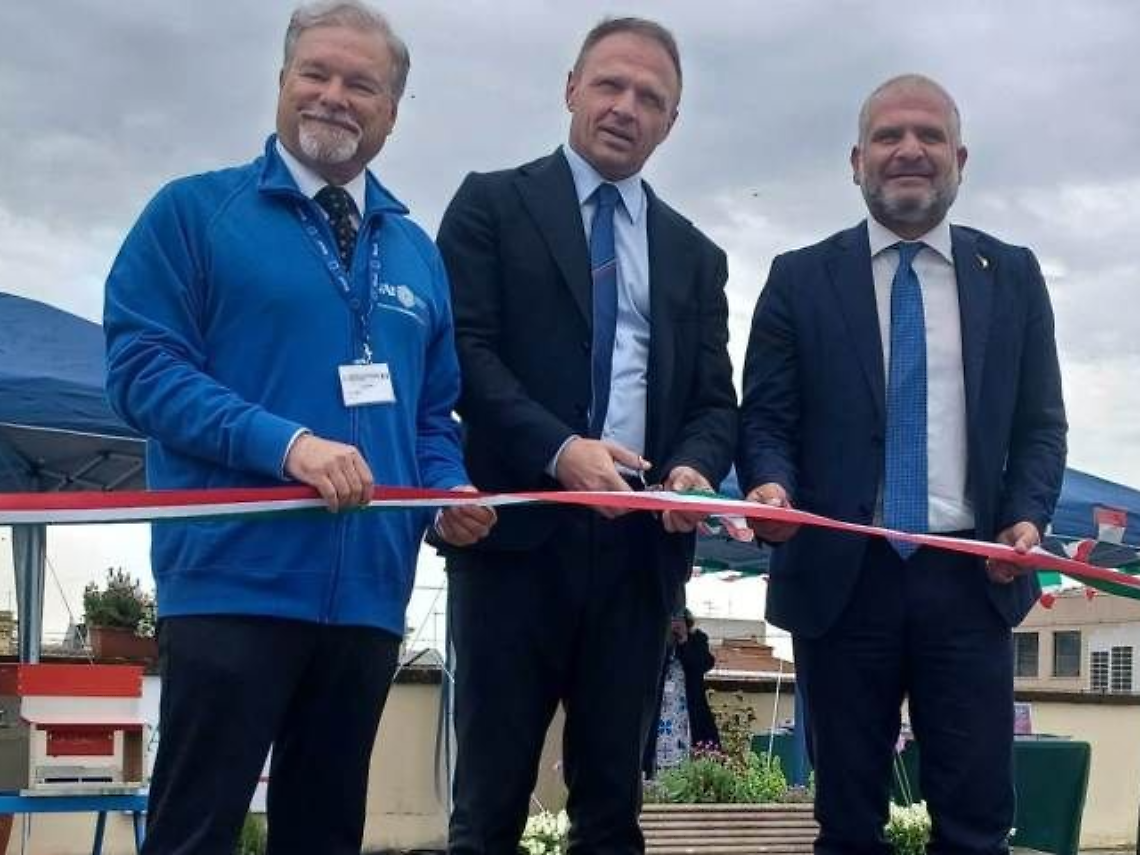 Da sin.: il presidente della FAI Cirone, il ministro Lollobrigida, il sottosegretario D'Eramo