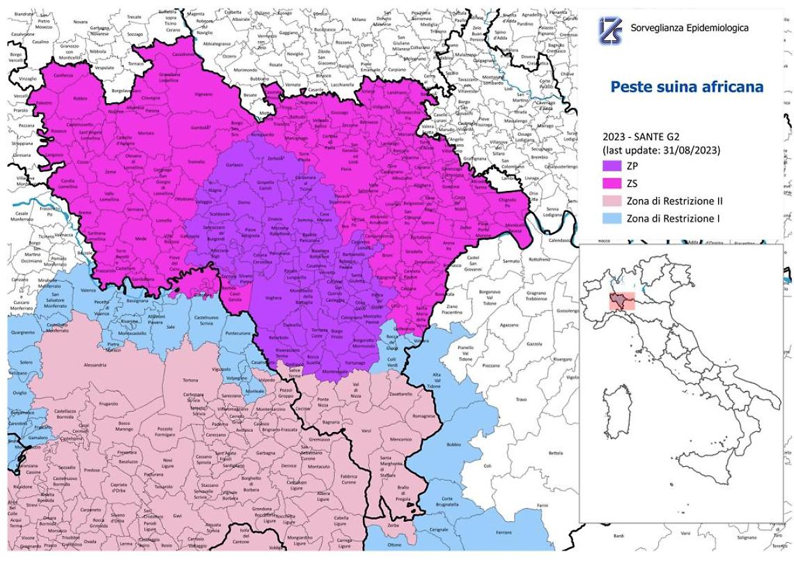 Delimitazione delle aree di protezione e sorveglianza contro la Psa predisposte da Regione Lombardia
