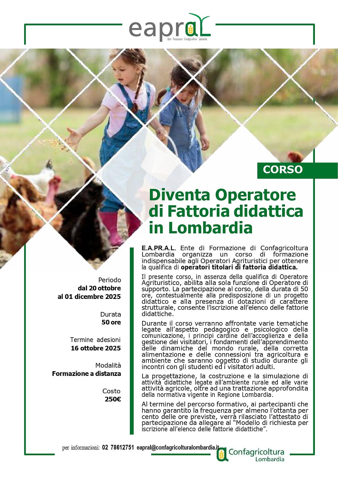 Diventa Operatore di Fattoria Didattica in Lombardia