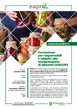 Formazione per responsabili e addetti alla manipolazione di alimenti (HACCP) - Aggiornamento