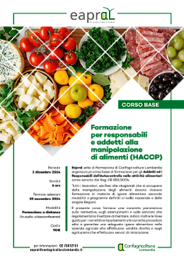 Formazione per responsabili e addetti alla manipolazione di alimenti (HACCP) - Base